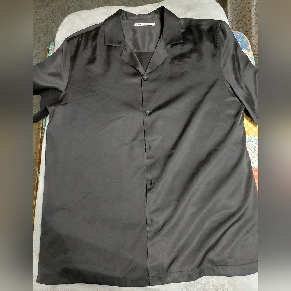 Zara collar short sleeve button down shirt